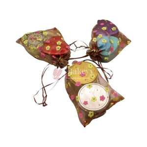 5x7-inch-or-floral-designs-organza-potli-bags-or-pack-of-100-or-brown-color-or-candy-bag-or-pack-of-100-bakeyy-com-2 - Bakeyy.com