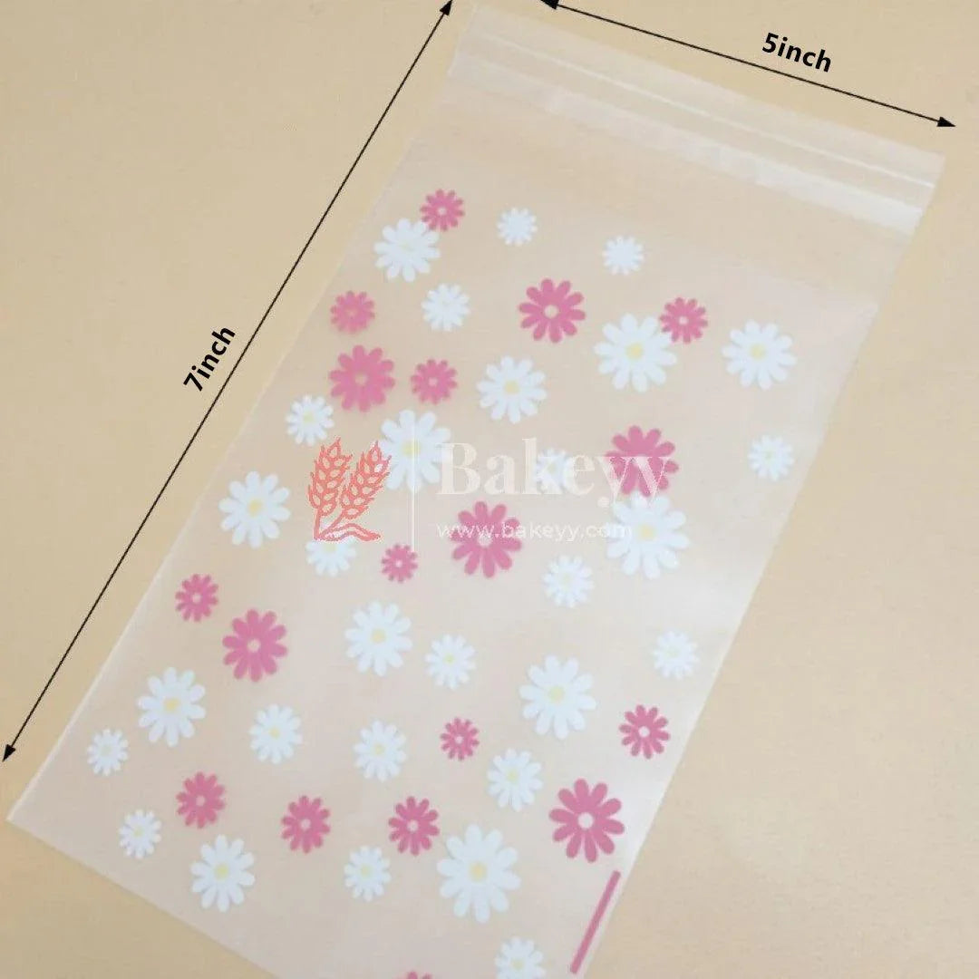 Daisy Flower Cellophane Bags |Clear Plastic Self Sealing Envelope Crystal Bag | Pack of 100 - Bakeyy.com - India - Daisy Flower Cellophane Bags |Clear Plastic Self Sealing Envelope Crystal Bag | Pack of 100 - 5x7
