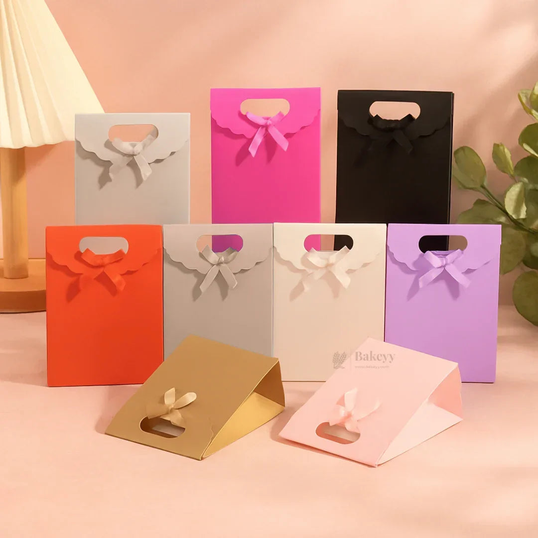5x7_Inch_Plain_Paper_D_Cut_Bags_Elegant_Gift_Bags_with_Ribbon_Pack_of_12 - Bakeyy.com