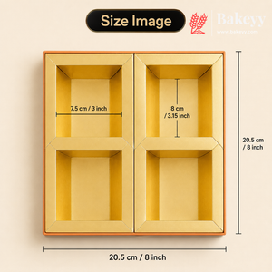 4 Cavity | Rigid Dry Fruit Box | Elegant Festive Hamper Box with Window Lid | Elegant Floral Design | Pack Of 1