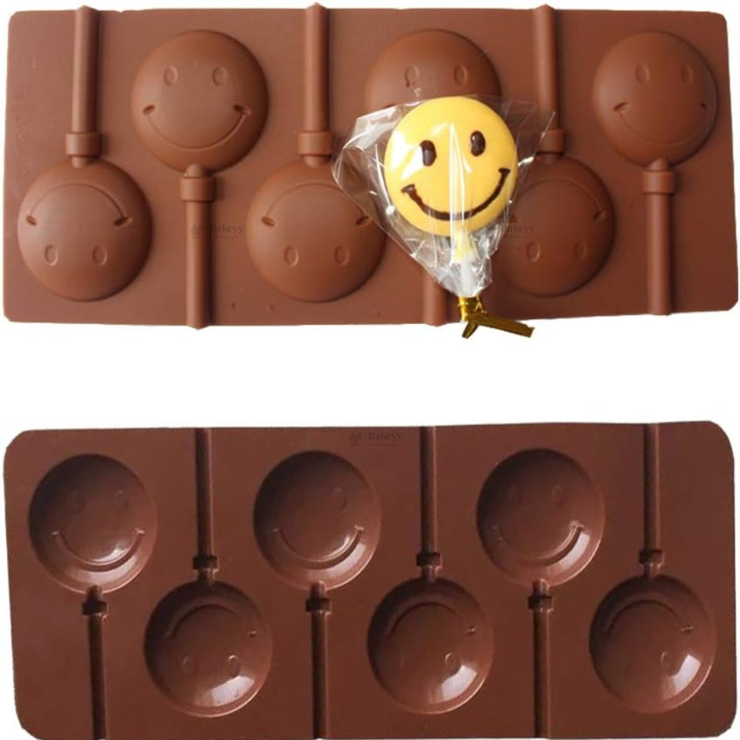 6 Cavity | Smiley Face Lollipop Silicone Chocolate Mould | Pack of 1