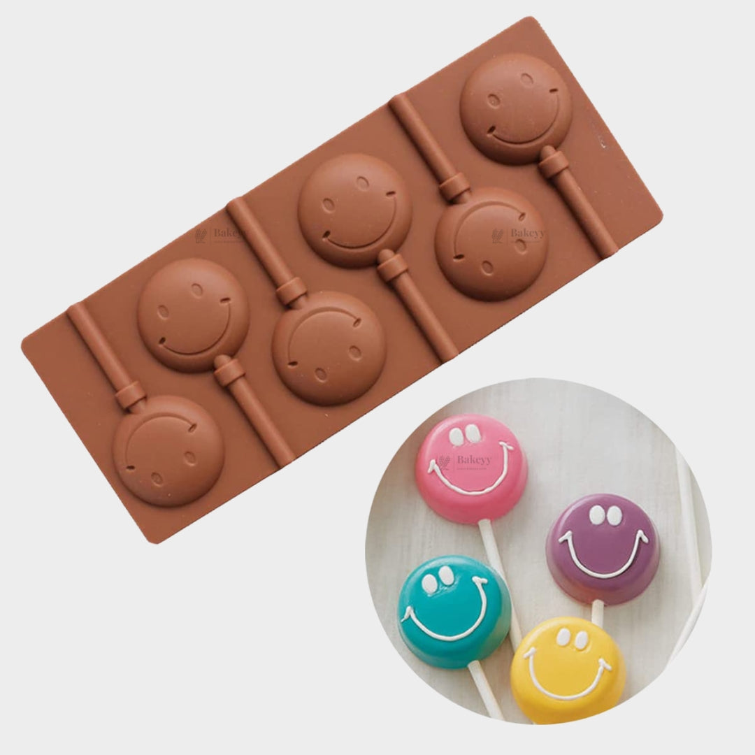 6 Cavity | Smiley Face Lollipop Silicone Chocolate Mould | Pack of 1
