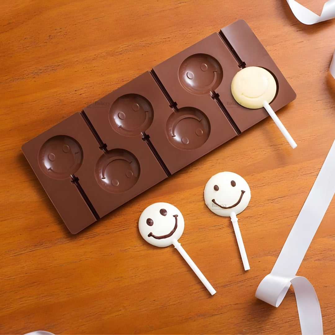 6 Cavity | Smiley Face Lollipop Silicone Chocolate Mould | Pack of 1