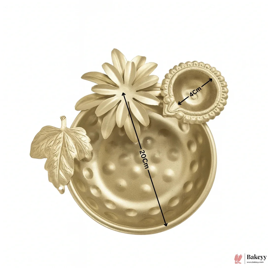 Decorative Urli with Leaf, Flower and Diya | 1 Piece