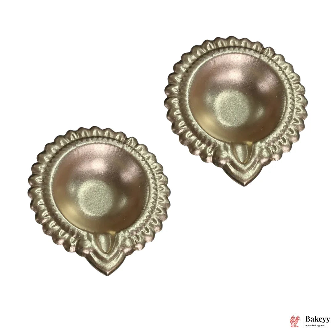 Traditional Golden Metal Diya (Pack of 2)