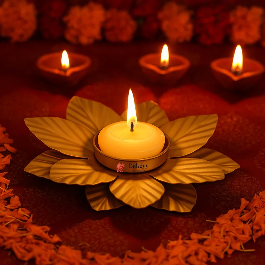 Gold Lotus Leaf Candle Holder | 1 Piece