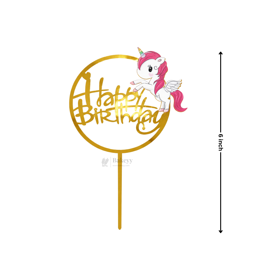 6 Inch | Kids Cartoon Happy Birthday Cake Topper | Gold Cartoon Theme | Pack of 5