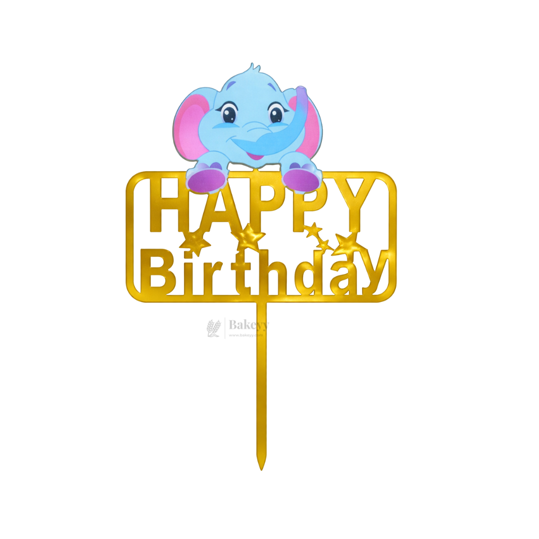 6 Inch | Kids Cartoon Happy Birthday Cake Topper | Gold Cartoon Theme | Pack of 5
