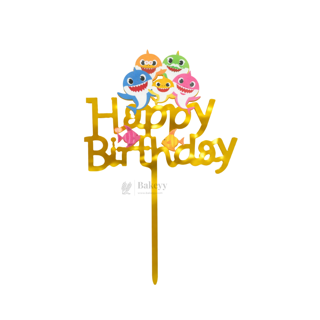6 Inch | Kids Cartoon Happy Birthday Cake Topper | Gold Cartoon Theme | Pack of 5