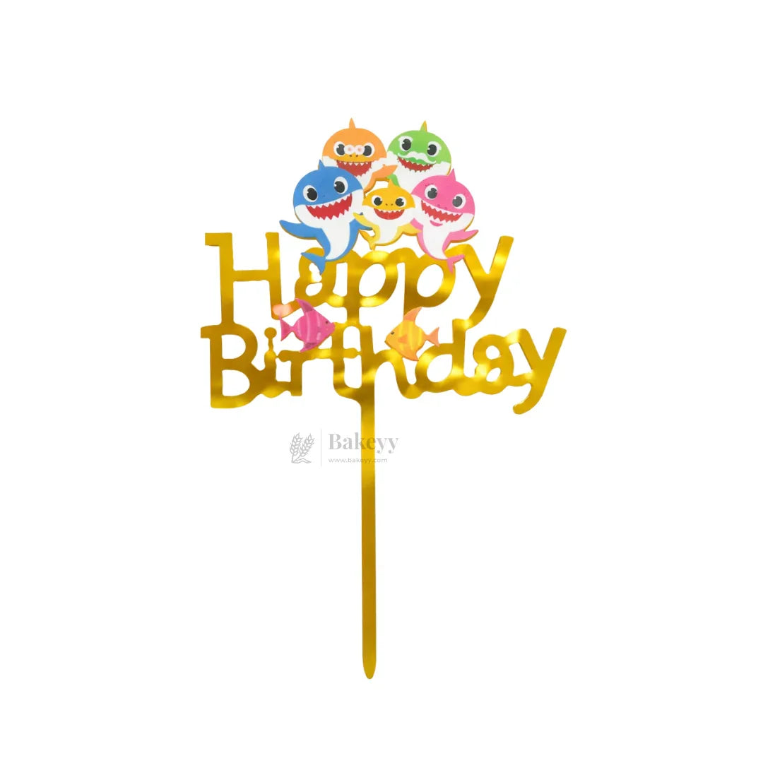6 Inch | Kids Cartoon Happy Birthday Cake Topper | Gold Cartoon Theme | Pack of 5
