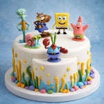 6 Pc Spongebob Character Theme Cake Topper Set | Cartoon Topper | Party Decoration | Pack of 1