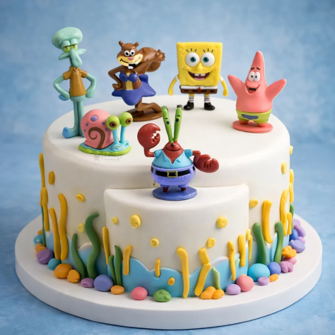 6 Pc Spongebob Character Theme Cake Topper Set | Cartoon Topper | Party Decoration | Pack of 1