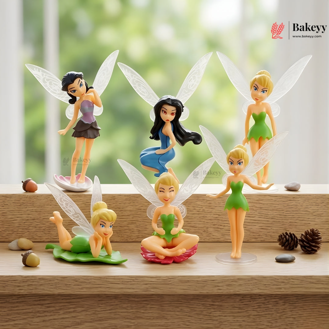 6 Pc Tinker Bell Theme Cake Topper Set | Fairy Topper | Party Decoration | Pack of 1
