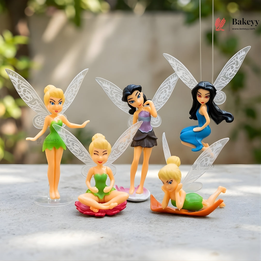 6 Pc Tinker Bell Theme Cake Topper Set | Fairy Topper | Party Decoration | Pack of 1
