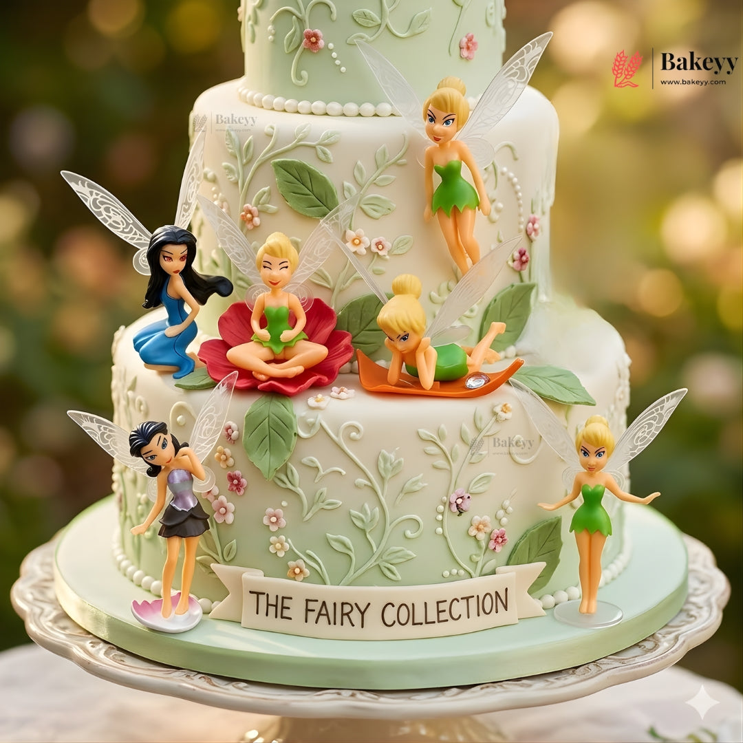 6 Pc Tinker Bell Theme Cake Topper Set | Fairy Topper | Party Decoration | Pack of 1