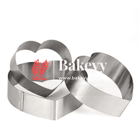 Heart Cake Ring Stainless Steel Cutter for Cake, Tier Cake, Fondant Cutter (3pc Set) - Bakeyy.com - India - Heart Cake Ring Stainless Steel Cutter for Cake, Tier Cake, Fondant Cutter (3pc Set) - Default Title