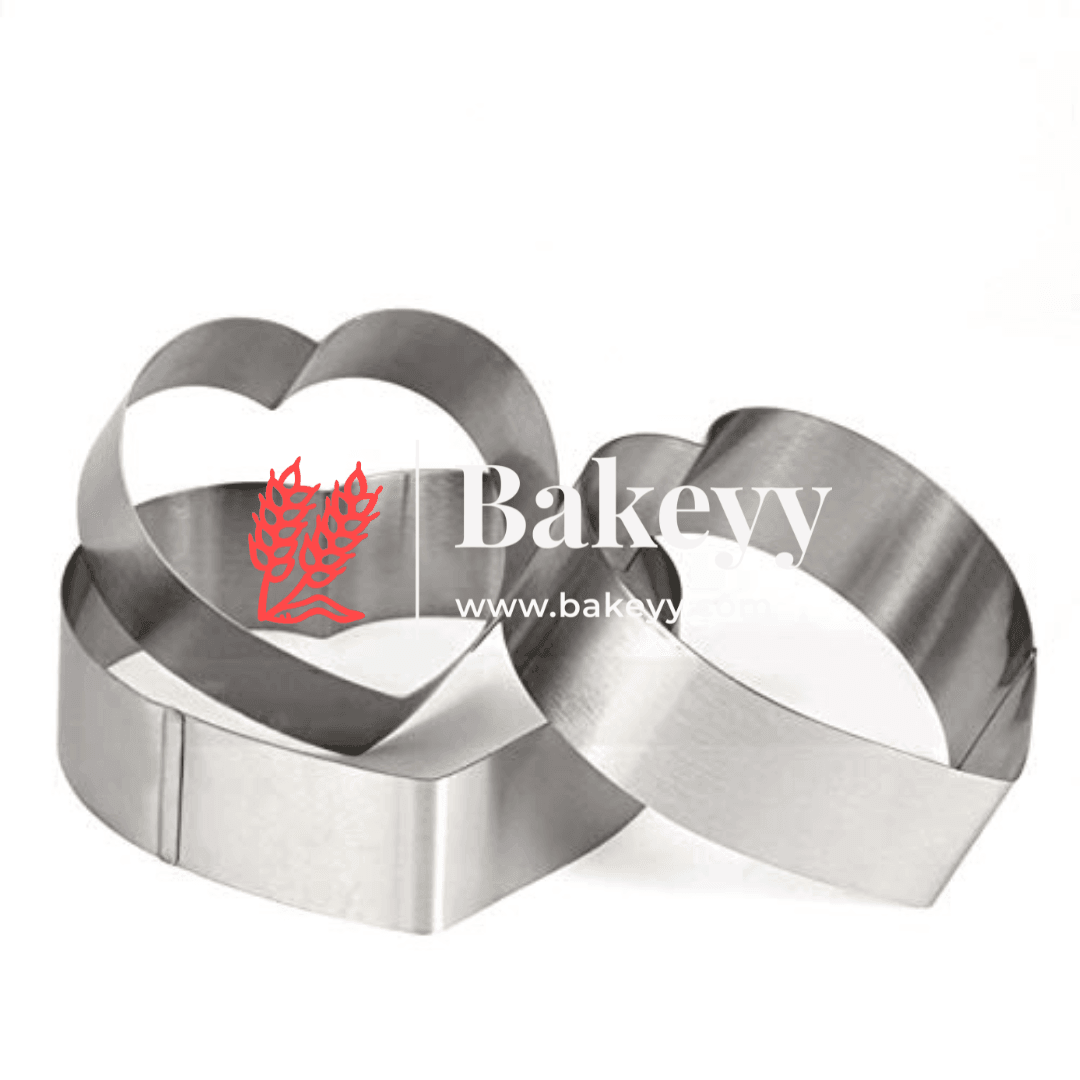 Heart Cake Ring Stainless Steel Cutter for Cake, Tier Cake, Fondant Cutter (3pc Set) - Bakeyy.com - India - Heart Cake Ring Stainless Steel Cutter for Cake, Tier Cake, Fondant Cutter (3pc Set) - Default Title