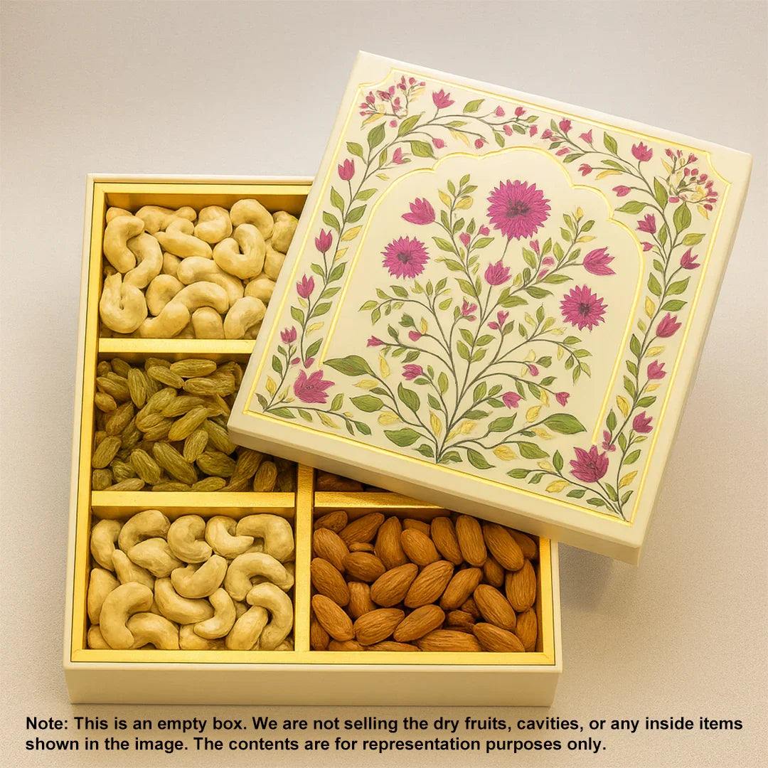 Premium Decorative Floral Print Gift Box – Square Keepsake Storage Box with Lid | Pack Of 1 - Bakeyy.com - India - Premium Decorative Floral Print Gift Box – Square Keepsake Storage Box with Lid | Pack Of 1 - 6x6x4 Inch