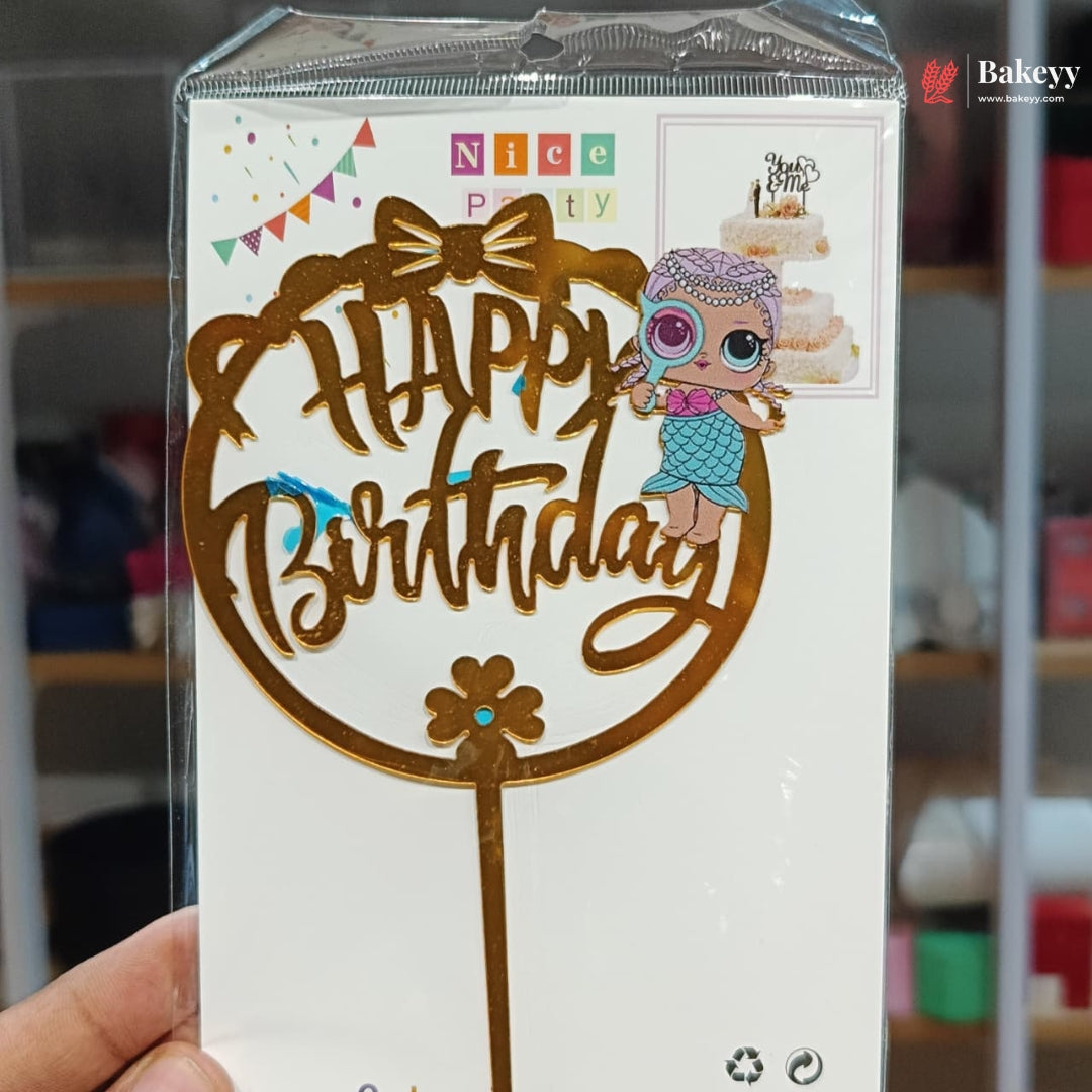 6 Inch | Kids Cartoon Happy Birthday Cake Topper | Gold Cartoon Theme | Pack of 5