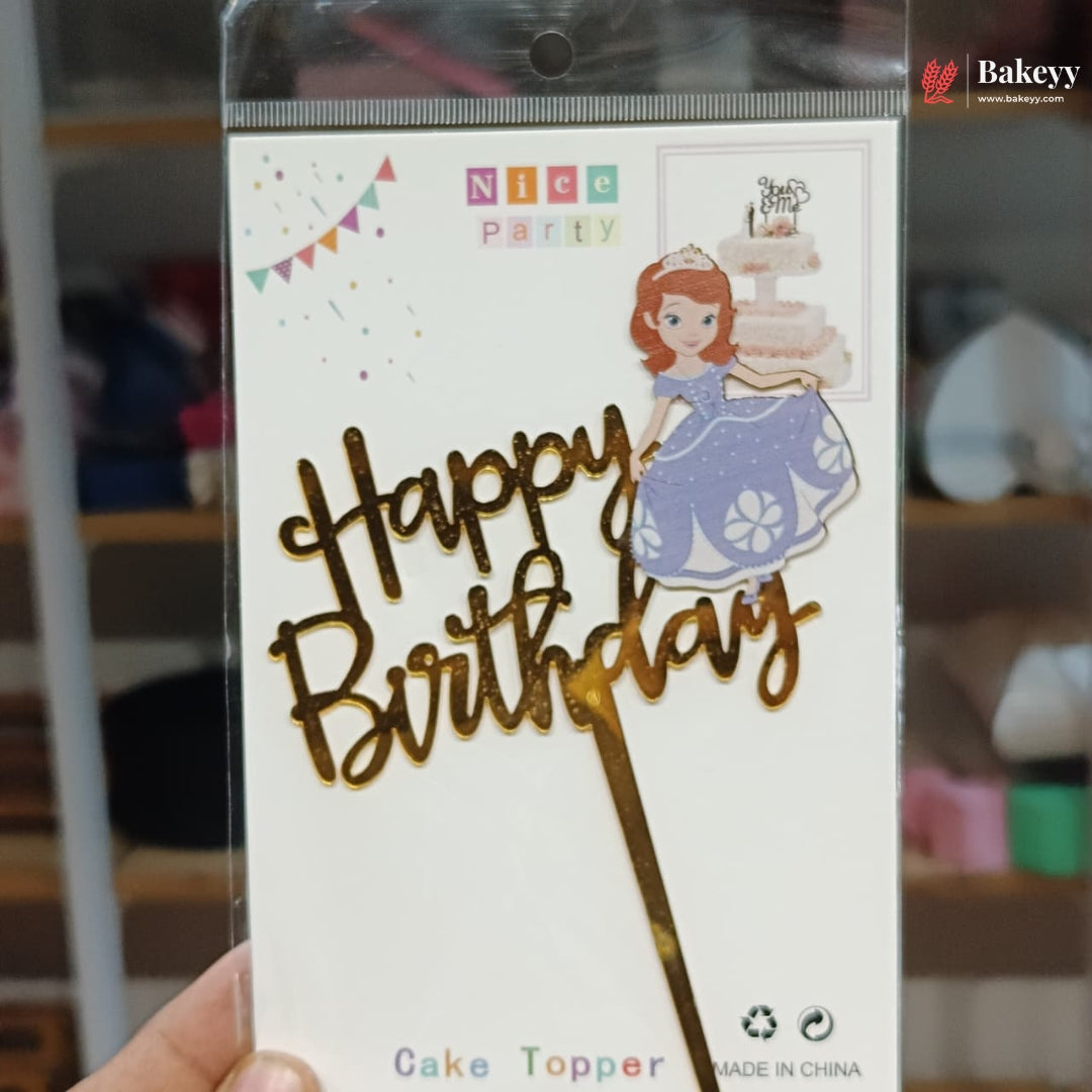 6 Inch | Kids Cartoon Happy Birthday Cake Topper | Gold Cartoon Theme | Pack of 5