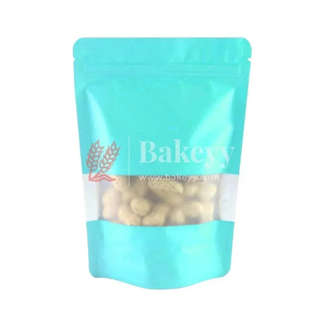 250 gm | Zip Lock Pouch | Aqua Blue Color With Window | 13.5x22 CM | Standing Pouch | 110 GSM | - Bakeyy.com - India - 250 gm | Zip Lock Pouch | Aqua Blue Color With Window | 13.5x22 CM | Standing Pouch | 110 GSM | - Pack Of 50 / 13.5x22 Cm / 250 gm