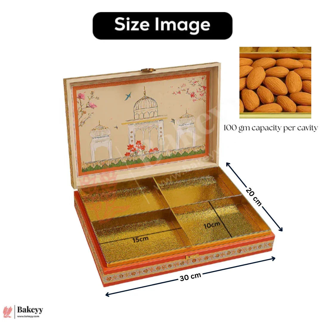 Elegant MDF Gift Hamper Box – Pink Heritage Dome Design | Pack of 1 - Bakeyy.com - India - Elegant MDF Gift Hamper Box – Pink Heritage Dome Design | Pack of 1 - 400 gm Rectangle