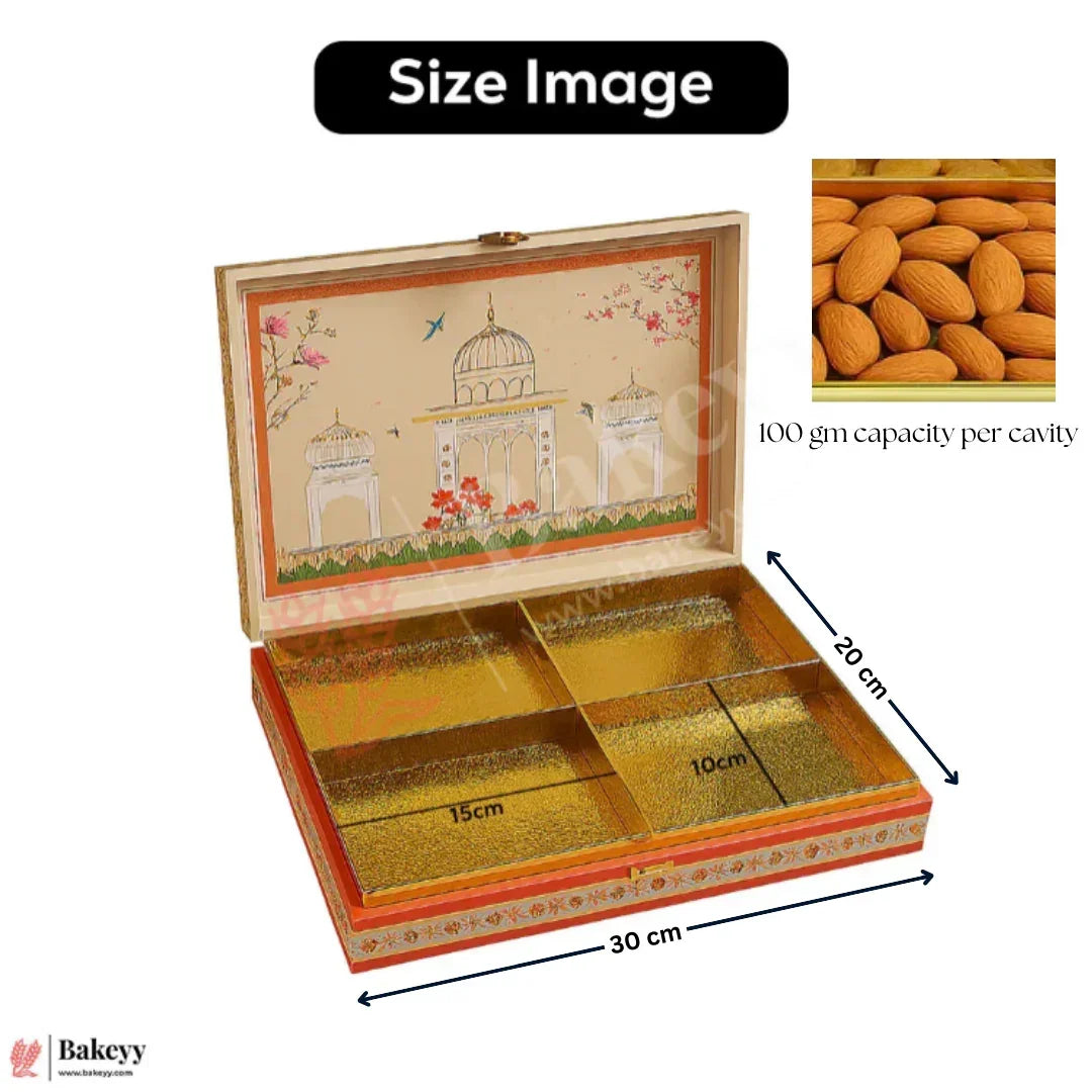 Elegant MDF Gift Hamper Box – Pink Heritage Dome Design | Pack of 1 - Bakeyy.com - India - Elegant MDF Gift Hamper Box – Pink Heritage Dome Design | Pack of 1 - 400 gm Rectangle