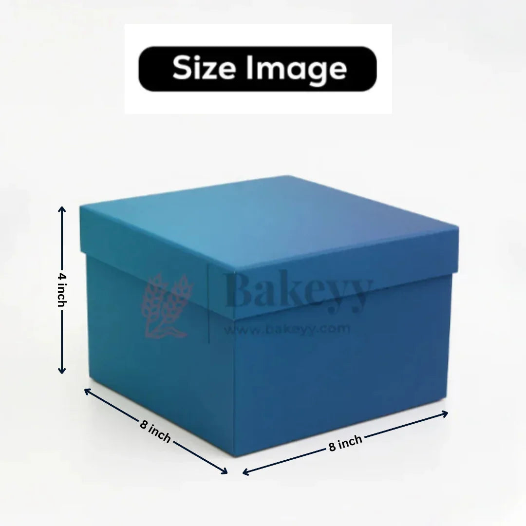 Premium Dual Shade Royal Blue Glitter Finish Rigid Hamper Box | Pack Of 1 - Bakeyy.com - India - Premium Dual Shade Royal Blue Glitter Finish Rigid Hamper Box | Pack Of 1 - 8x8x4 Inch