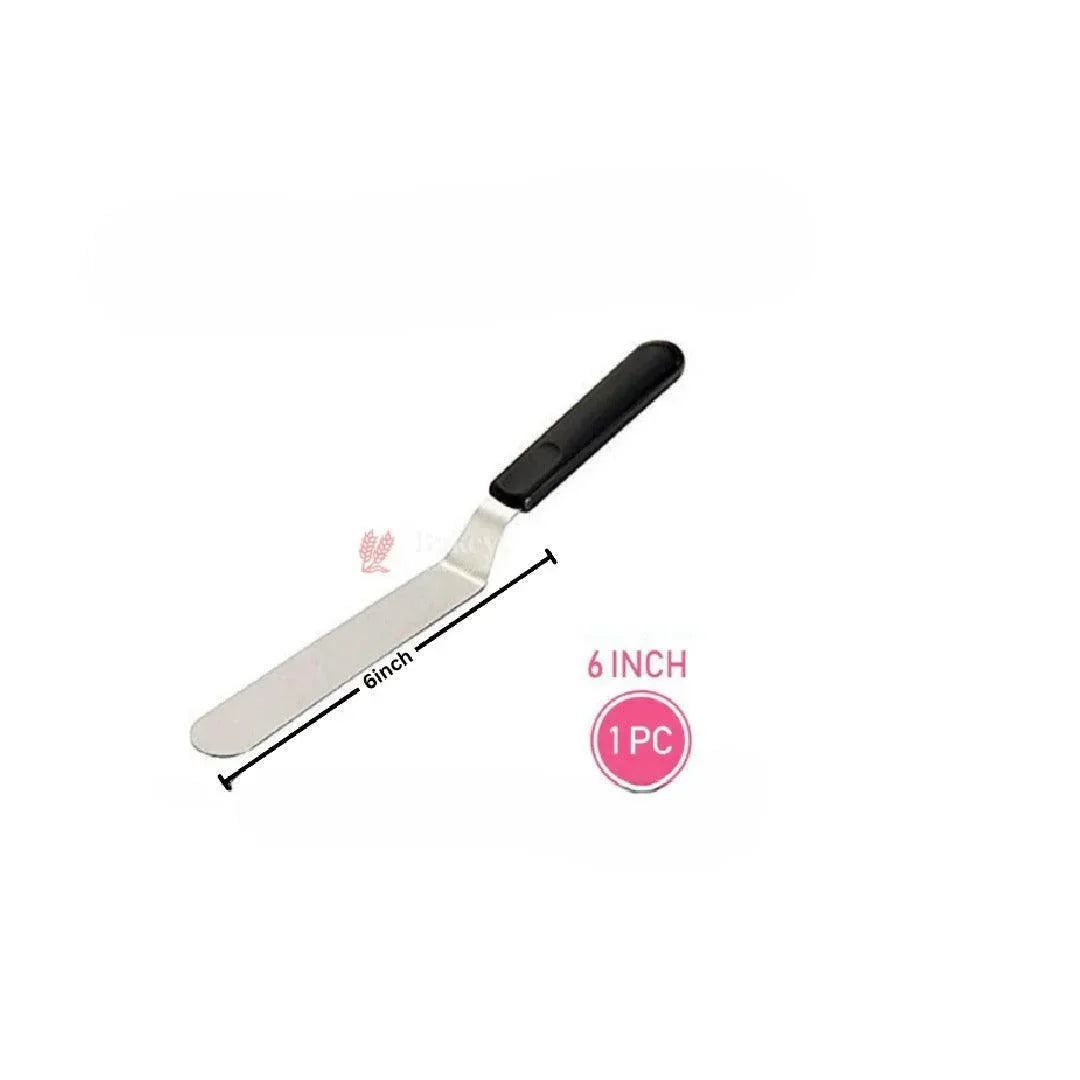 6 inch steel angular palette knife with black handle for baking from Bakeyy wholesale shop