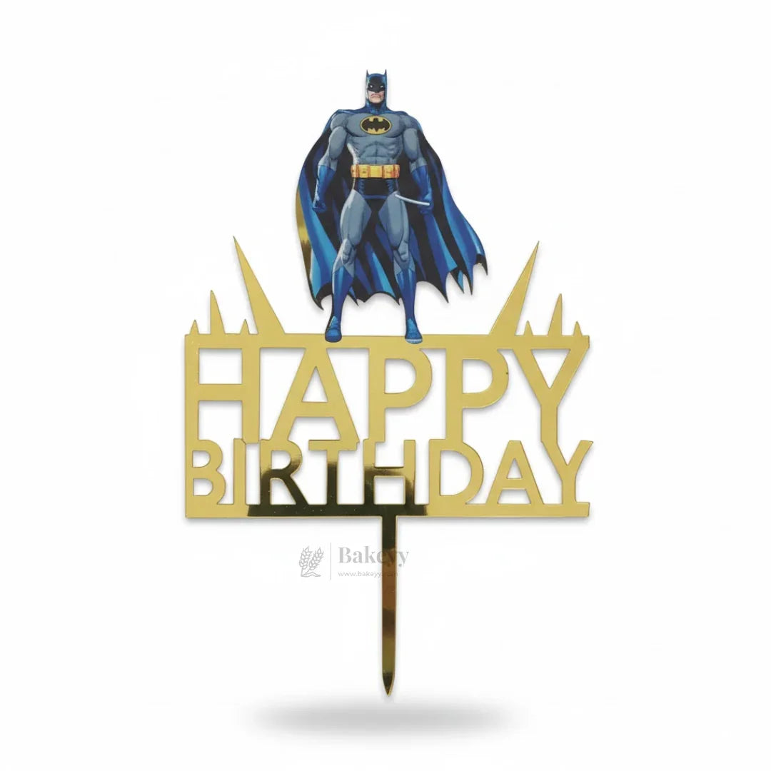 6 inch | Golden Cartoon Happy Birthday Cake Topper for Kids Birthday Party | Cartoon & Superhero Theme Cake Decoration | Pack of 5