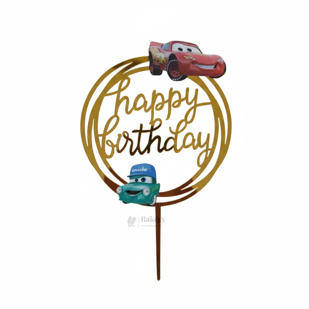 6 inch | Golden Cartoon Happy Birthday Cake Topper for Kids Birthday Party | Cartoon & Superhero Theme Cake Decoration | Pack of 5