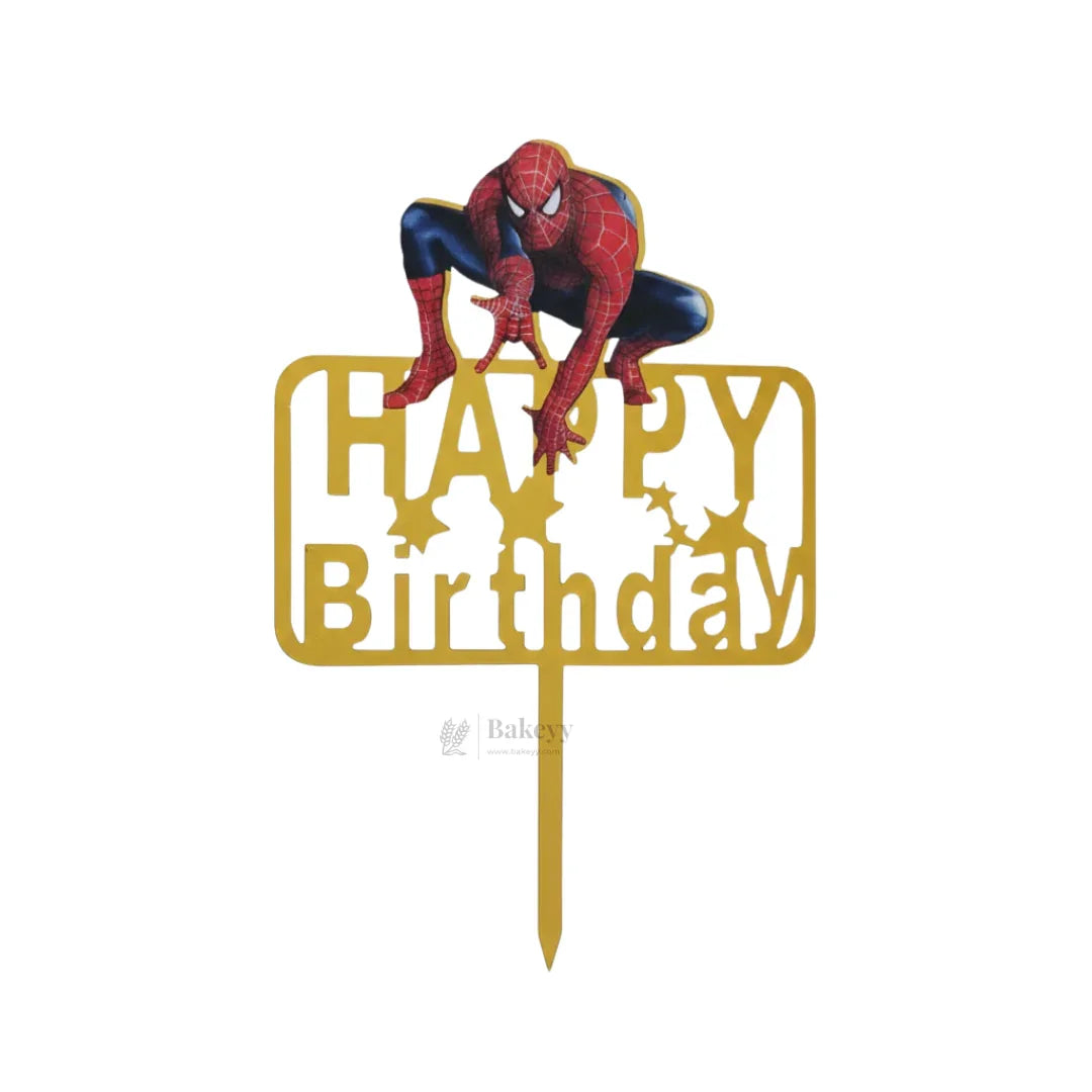 6 inch | Golden Cartoon Happy Birthday Cake Topper for Kids Birthday Party | Cartoon & Superhero Theme Cake Decoration | Pack of 5