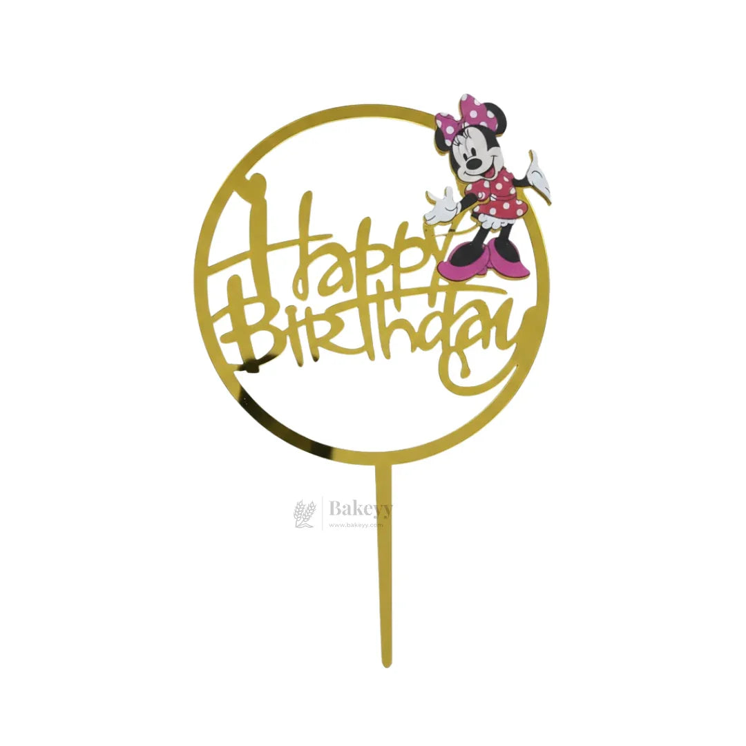 6 inch | Mickey Mouse Kids Happy Birthday Cake Topper | Golden Party Decor | pack of 5