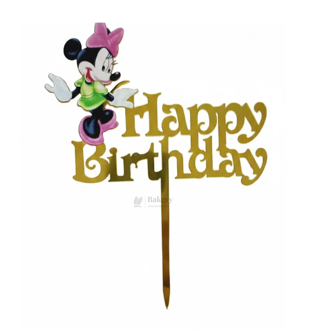 6 inch | Mickey Mouse Kids Happy Birthday Cake Topper | Golden Party Decor | pack of 5