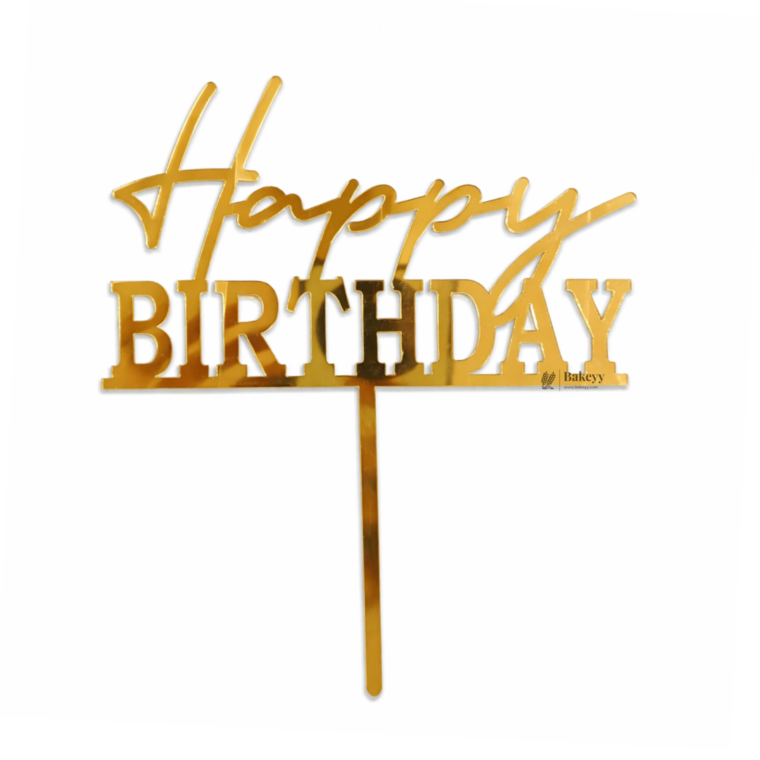 6 Inch Happy Birthday Acrylic Cake Topper | Assorted Designs | 6 Inch Size | Pack of 5