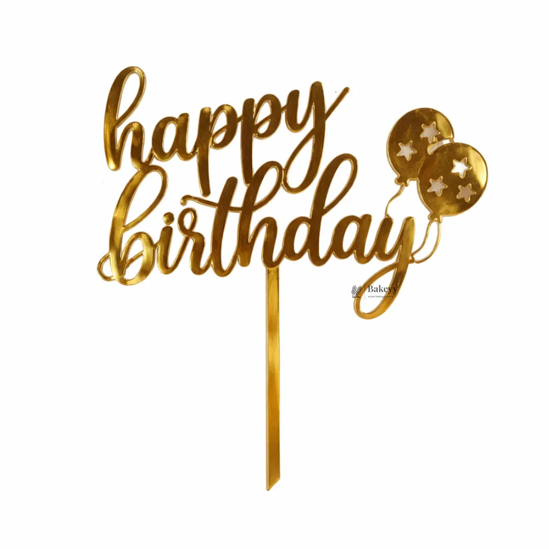 6 Inch Happy Birthday Acrylic Cake Topper | Assorted Designs | 6 Inch Size | Pack of 5