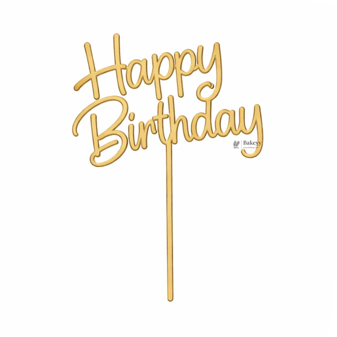 6 Inch Happy Birthday Acrylic Cake Topper | Assorted Designs | 6 Inch Size | Pack of 5
