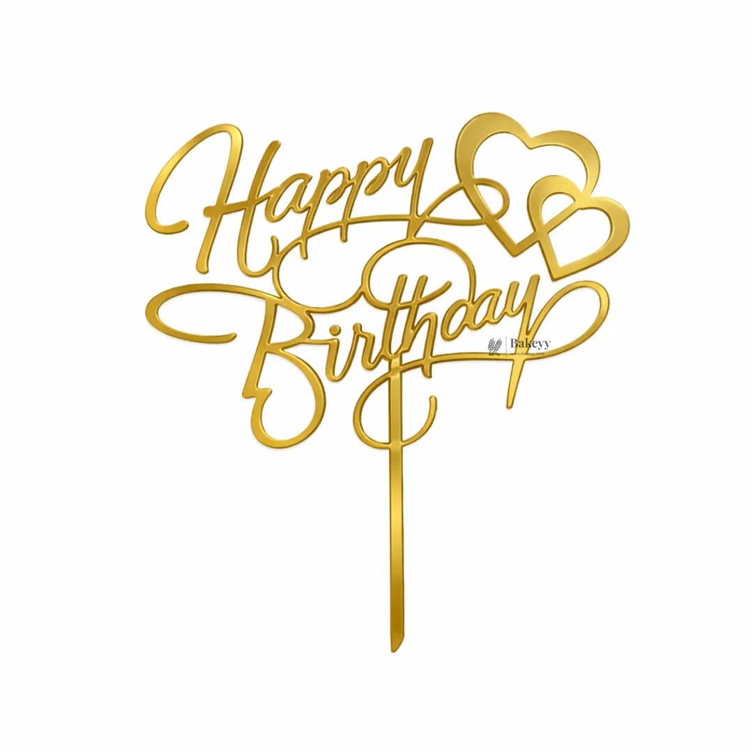 6 Inch Happy Birthday Acrylic Cake Topper | Assorted Designs | 6 Inch Size | Pack of 5