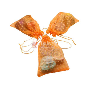 6x8-inch-or-dotted-designs-organza-potli-bags-or-pack-of-50-or-orange-color-or-candy-bag-bakeyy-com-2 - Bakeyy.com