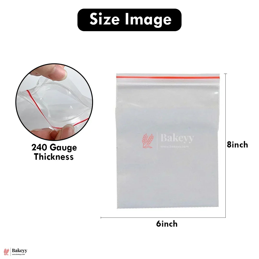 6X8inch Heavy-Duty Zip Lock Bags – Transparent Resealable Pouches for Food, Storage & Packaging | Multipurpose Zip Lock Plastic Bags | Pack Of 100