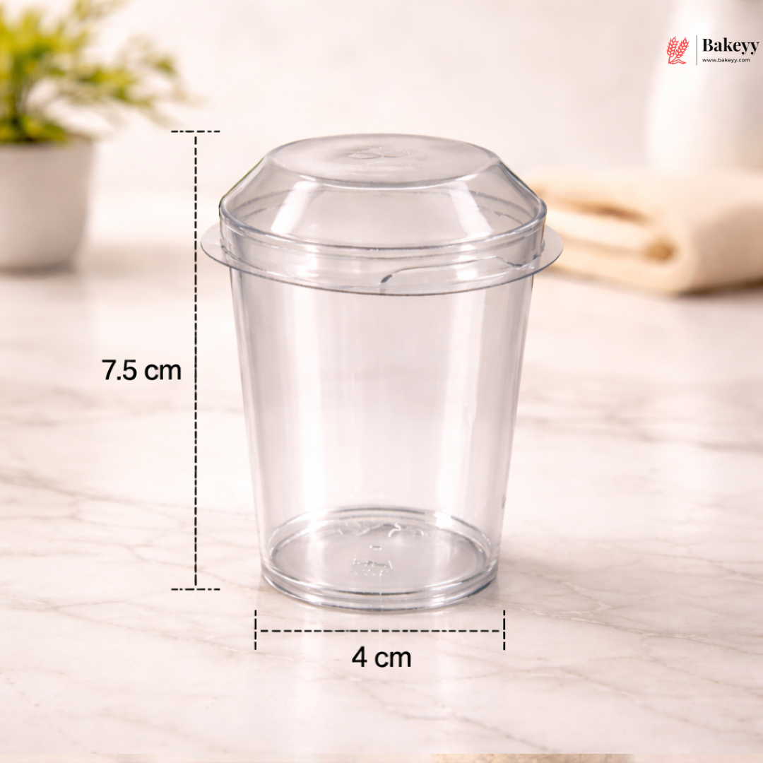 70 ml | Round Transparent Acrylic Box with Lid | Pack of 100 1