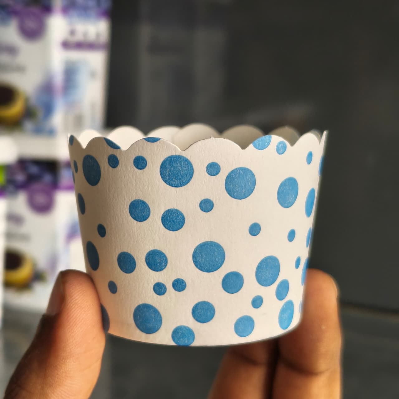 5 Cm | Dot Printed Scallop Edge Cupcake Liners | Paper Cupcake Baking Cups | Pack of 50