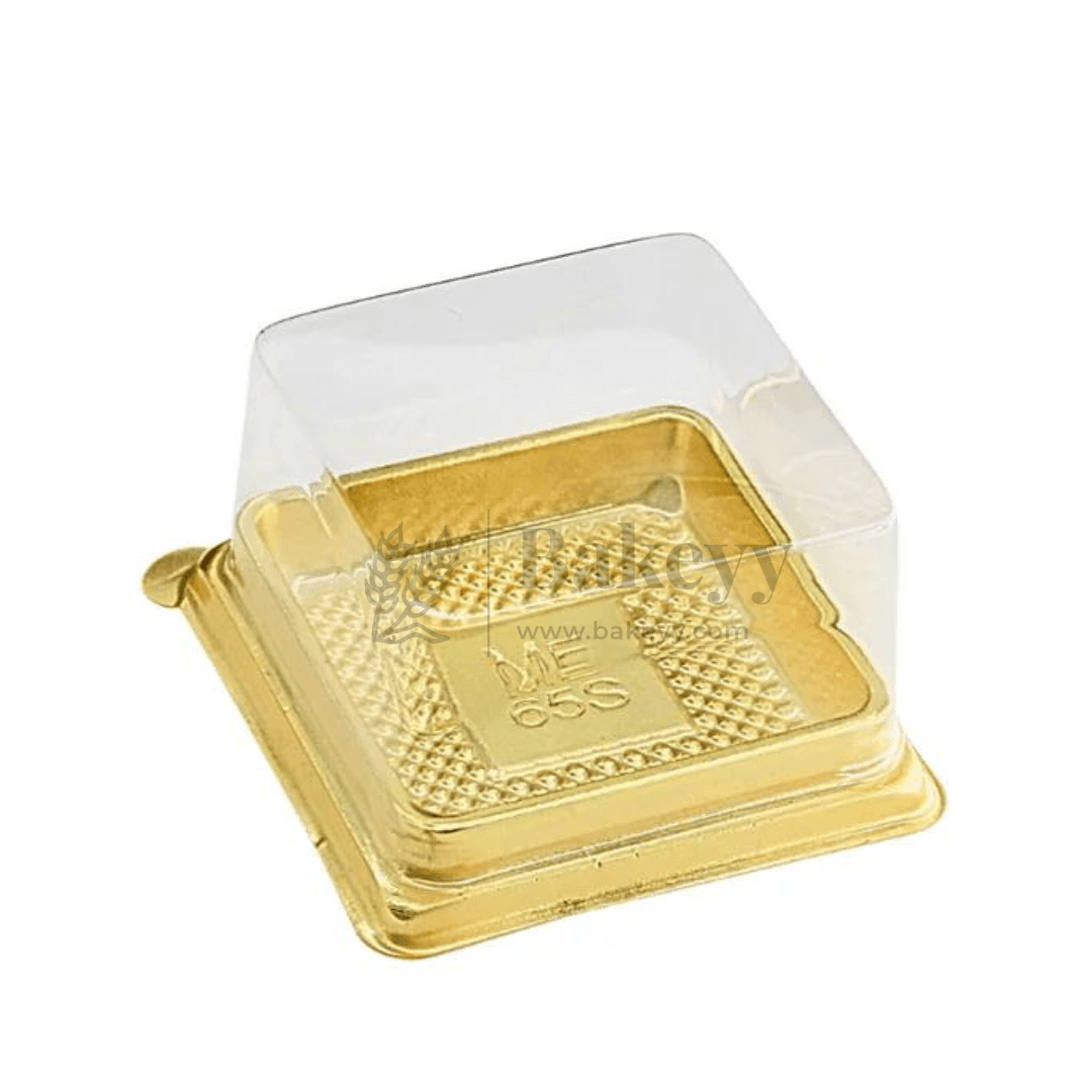 Individual Cupcakes And Pastry Container | Square Moon Cake Holder | Pack Of 10 | Large | C586 - Bakeyy.com - India - Individual Cupcakes And Pastry Container | Square Moon Cake Holder | Pack Of 10 | Large | C586 - GOLD