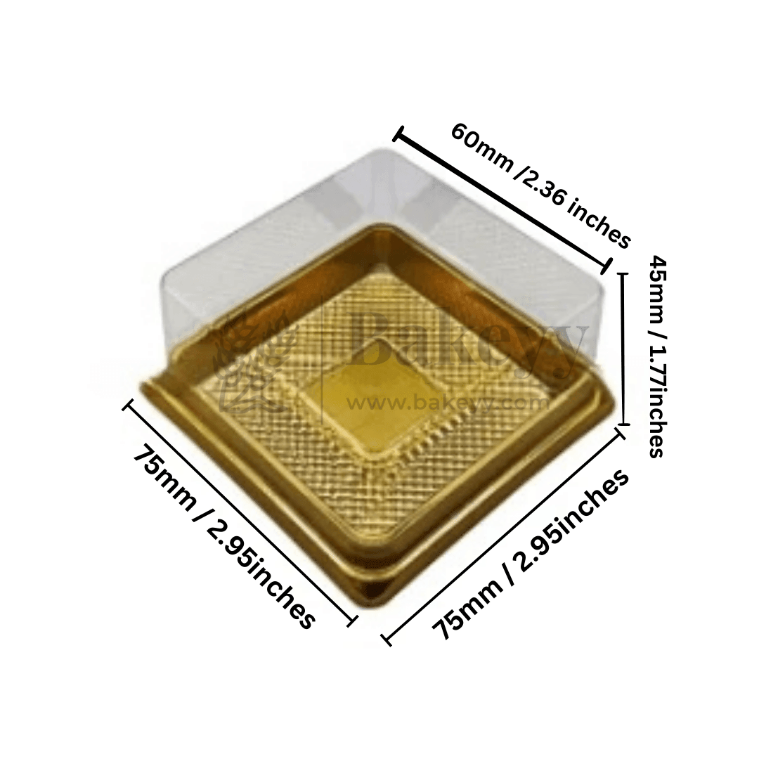 Individual Cupcakes And Pastry Container | Square Moon Cake Holder | Pack Of 10 | Large | C586 - Bakeyy.com - India - Individual Cupcakes And Pastry Container | Square Moon Cake Holder | Pack Of 10 | Large | C586 - GOLD