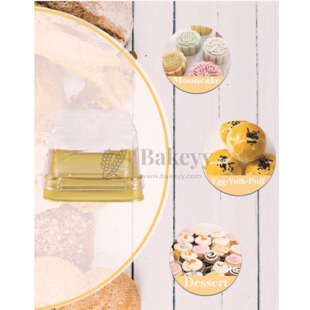 Individual Cupcakes And Pastry Container | Square Moon Cake Holder | Pack Of 10 | Large | C586 - Bakeyy.com - India - Individual Cupcakes And Pastry Container | Square Moon Cake Holder | Pack Of 10 | Large | C586 - GOLD