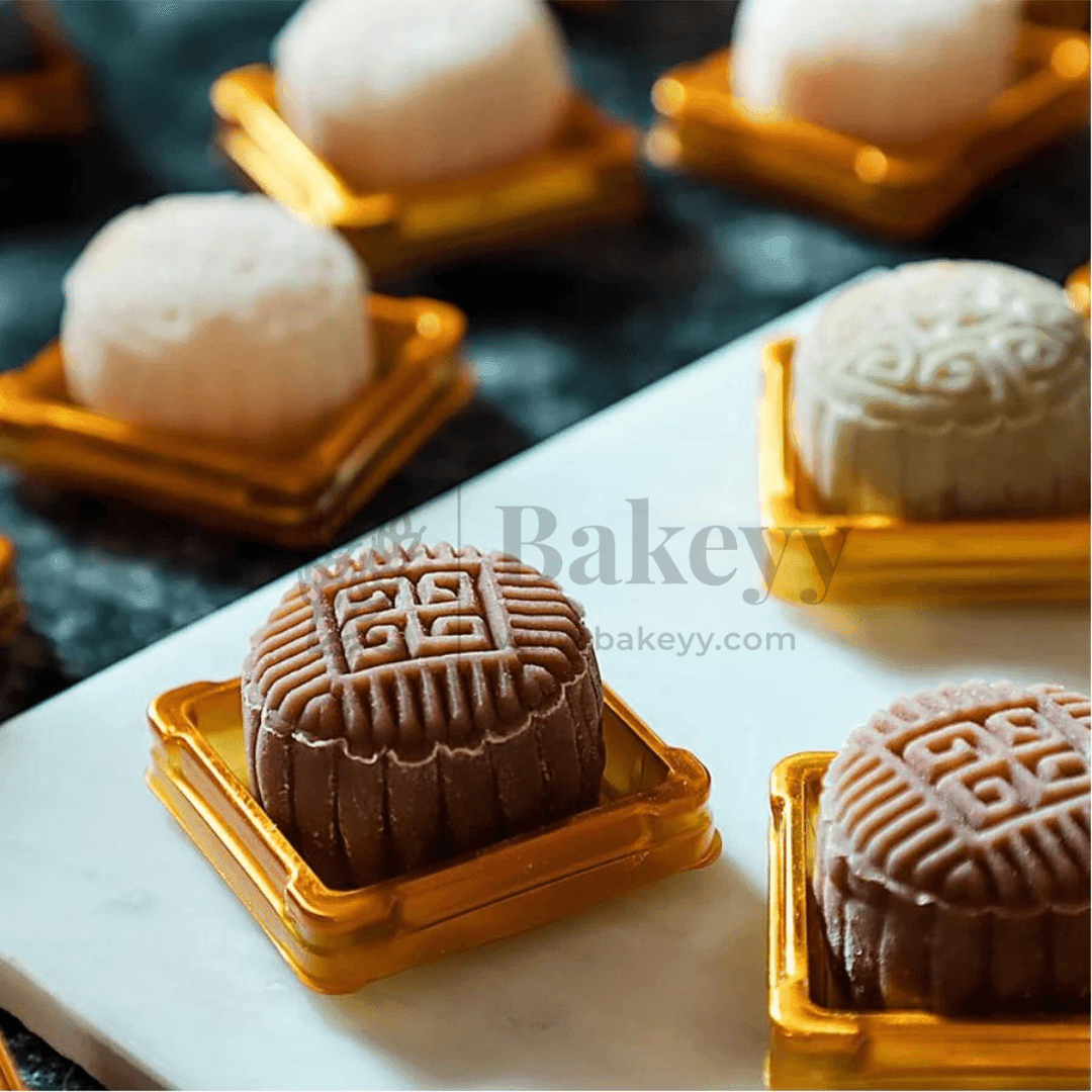 Individual Cupcakes And Pastry Container | Square Moon Cake Holder | Pack Of 10 | Large | C586 - Bakeyy.com - India - Individual Cupcakes And Pastry Container | Square Moon Cake Holder | Pack Of 10 | Large | C586 - GOLD