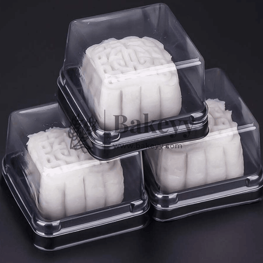 Individual Cupcakes And Pastry Container | Square Moon Cake Holder | Pack Of 10 | Large | C586 - Bakeyy.com - India - Individual Cupcakes And Pastry Container | Square Moon Cake Holder | Pack Of 10 | Large | C586 - BLACK