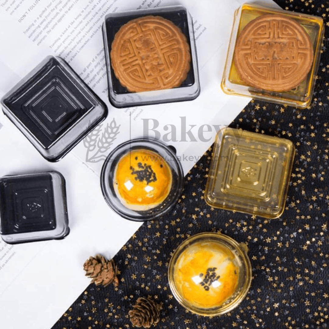 Individual Cupcakes And Pastry Container | Square Moon Cake Holder | Pack Of 10 | Large | C586 - Bakeyy.com - India - Individual Cupcakes And Pastry Container | Square Moon Cake Holder | Pack Of 10 | Large | C586 - GOLD