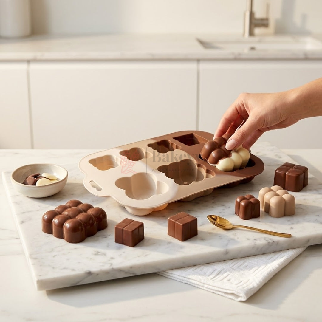 7 Cavity Geometric Bubble Cube Silicone Dessert & Chocolate Mould | Pack of 1