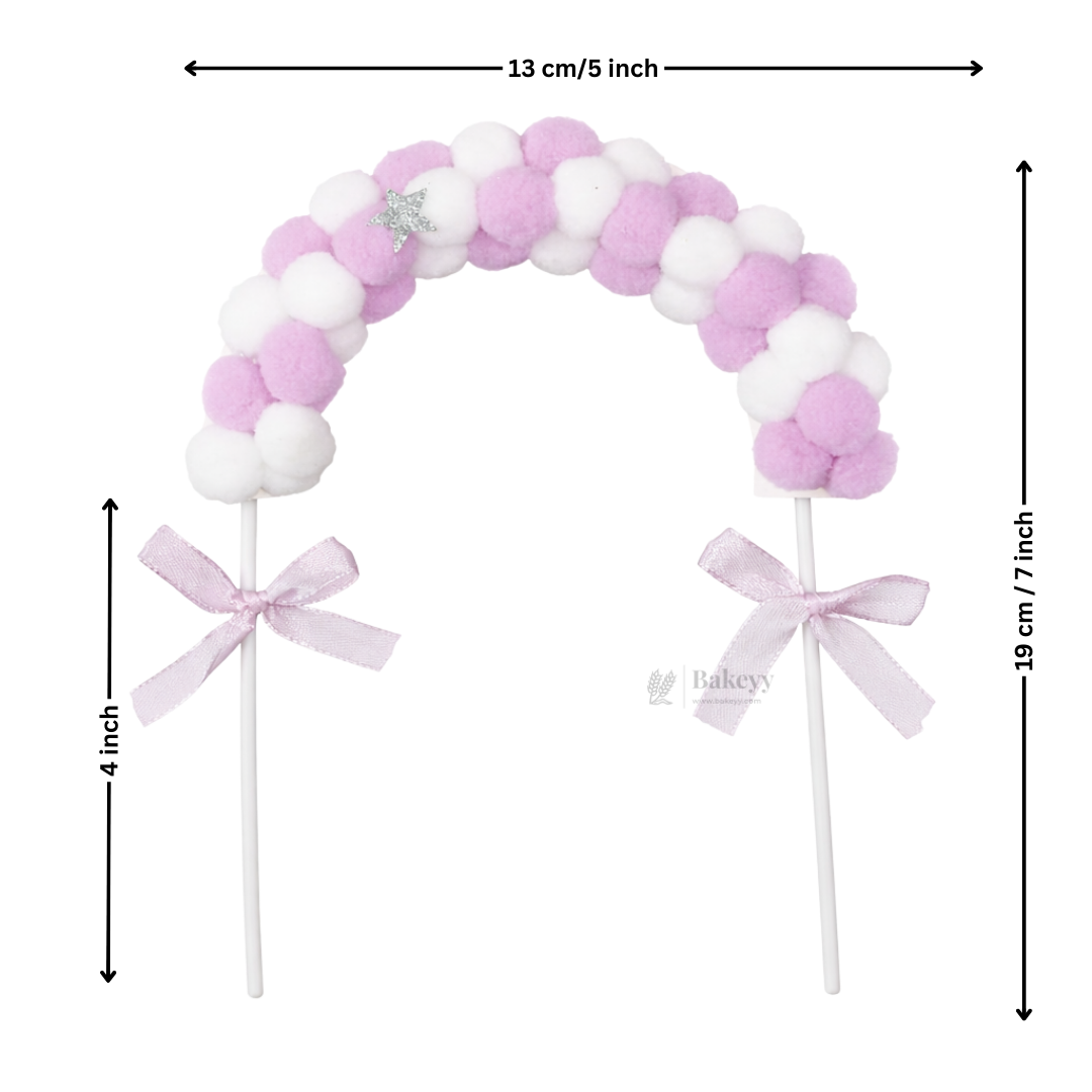 7 inch | Pom Pom Cake Topper Arch for Birthday & Baby Shower | Pastel Cake Decoration | Pack of 1